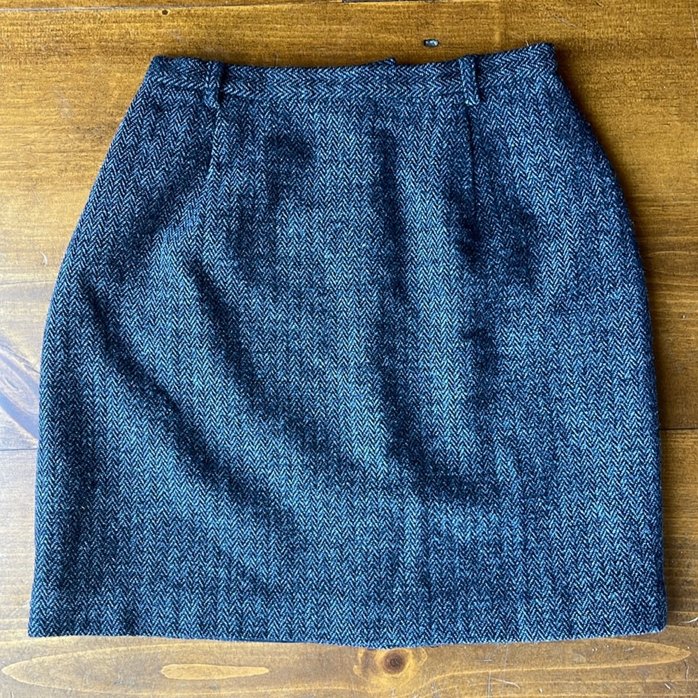 Eddie Bauer Wool Skirt Herringbone Gray/Black Lined - Sz 6